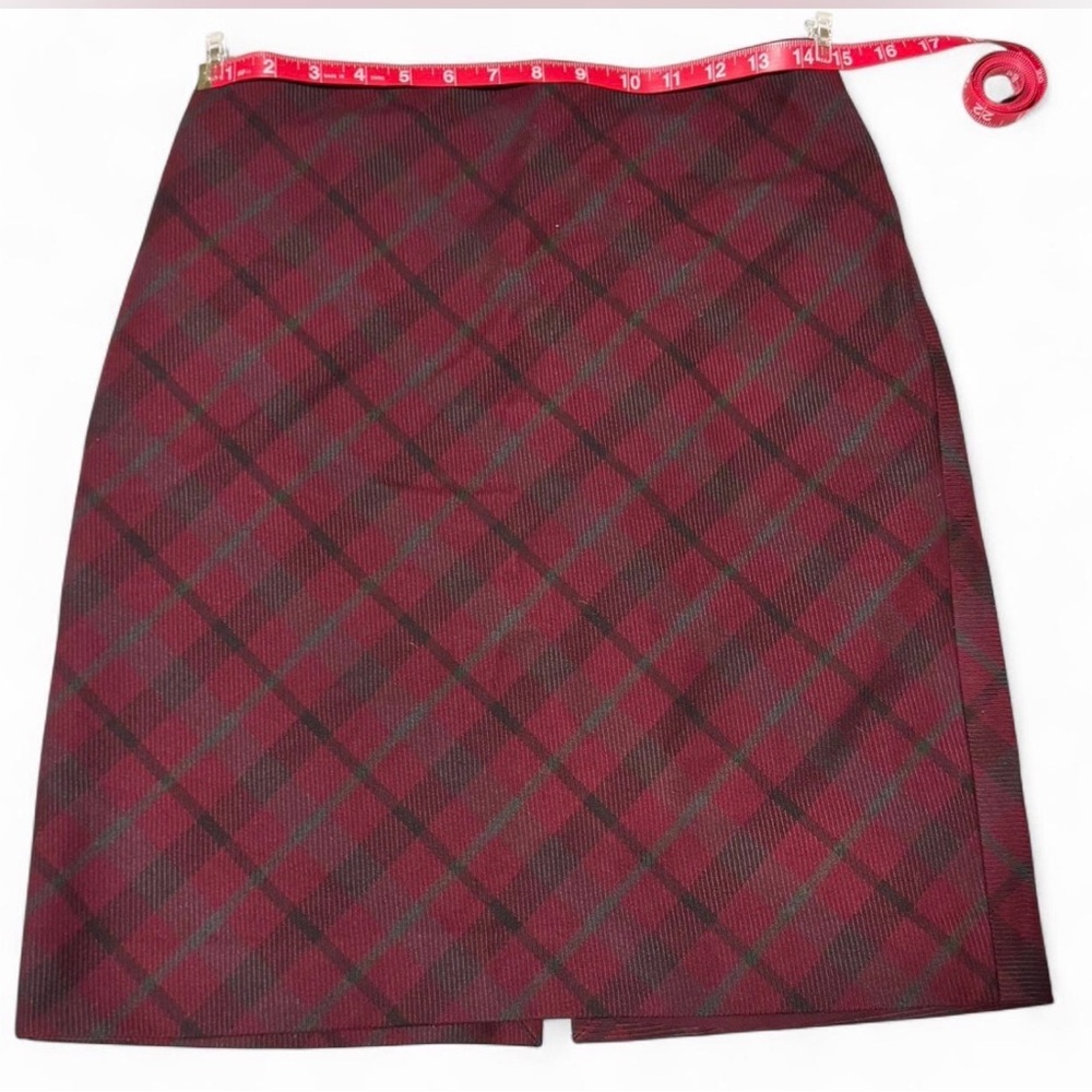 Express Burgundy and Black Plaid Pencil Skirt